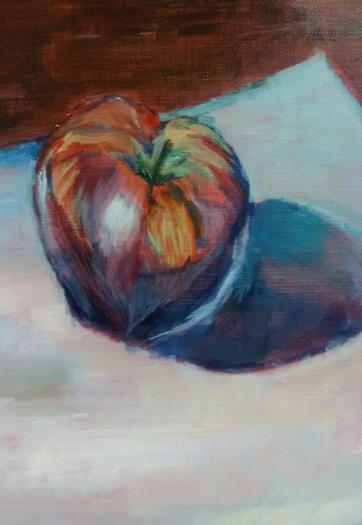 "Apple", acrylic paint on canvas paper