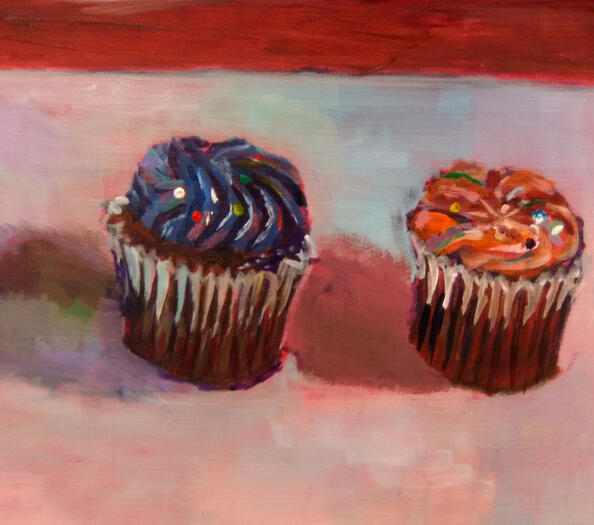 "Cupcake Study", acrylic paint on canvas