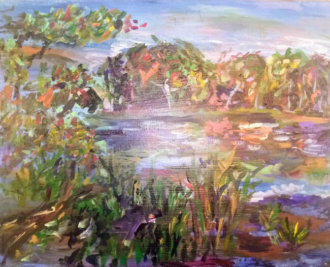 "Study at Burke Lake", acrylic on stretched canvas