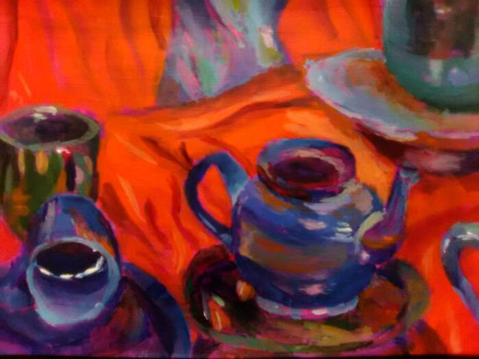 "Tea Set Study", acrylic on canvas paper